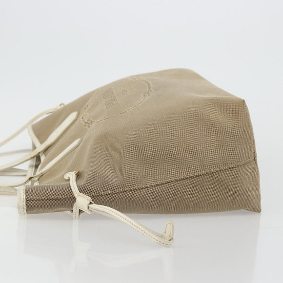 PRADA Tote Bag Canvas Beige Gold Auth ka3943