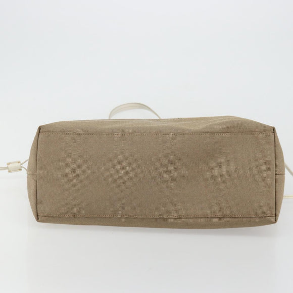 PRADA Tote Bag Canvas Beige Gold Auth ka3943