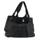 Salvatore Ferragamo Vala Ribbon Tote Bag Leather Black Auth ka3944-1