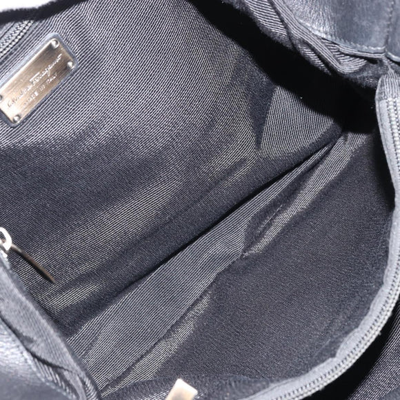 Salvatore Ferragamo Vala Ribbon Tote Bag Leather Black Auth ka3944