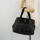 Salvatore Ferragamo Vala Ribbon Tote Bag Leather Black Auth ka3944-24