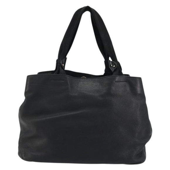 Salvatore Ferragamo Vala Ribbon Tote Bag Leather Black Auth ka3944