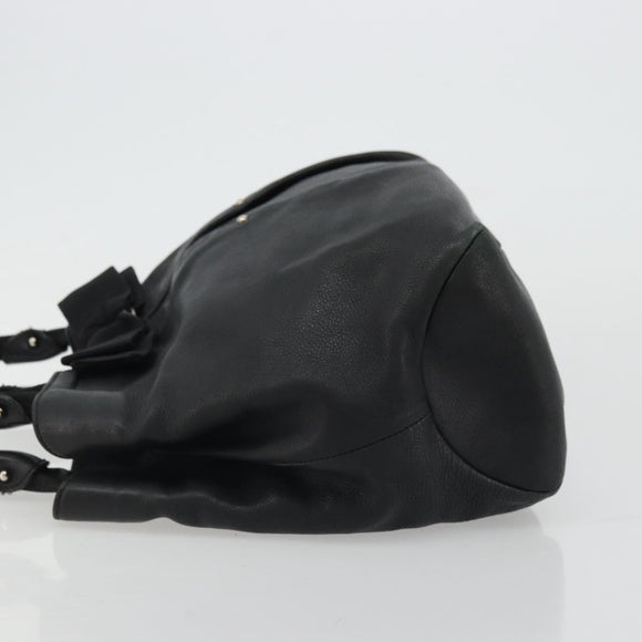 Salvatore Ferragamo Vala Ribbon Tote Bag Leather Black Auth ka3944