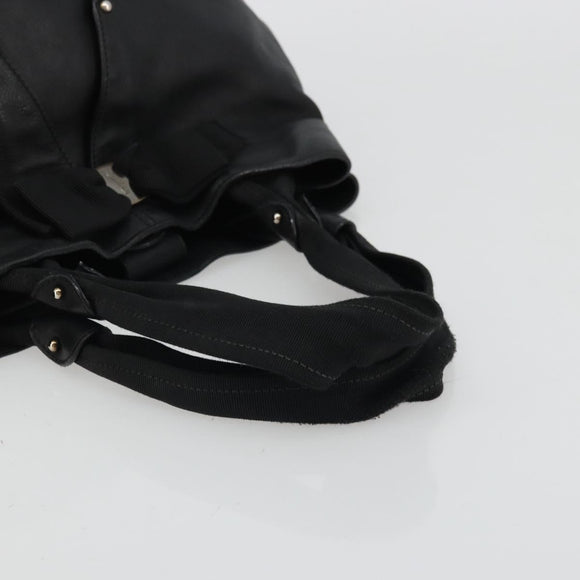 Salvatore Ferragamo Vala Ribbon Tote Bag Leather Black Auth ka3944