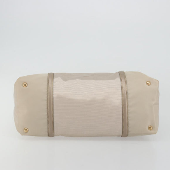 Salvatore Ferragamo Vala Ribbon Hand Bag Nylon Pink Gold Auth ka3946
