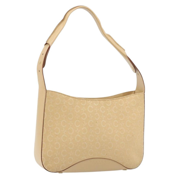 CELINE C Macadam Canvas Shoulder Bag Beige Gold Auth ka3948