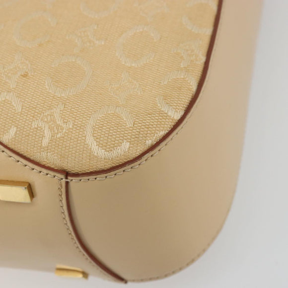 CELINE C Macadam Canvas Shoulder Bag Beige Gold Auth ka3948
