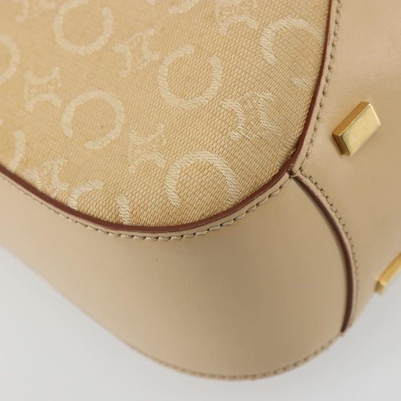 CELINE C Macadam Canvas Shoulder Bag Beige Gold Auth ka3948