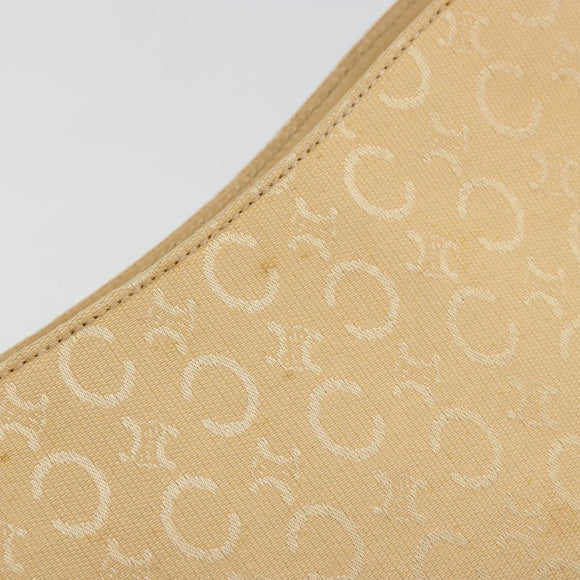CELINE C Macadam Canvas Shoulder Bag Beige Gold Auth ka3948