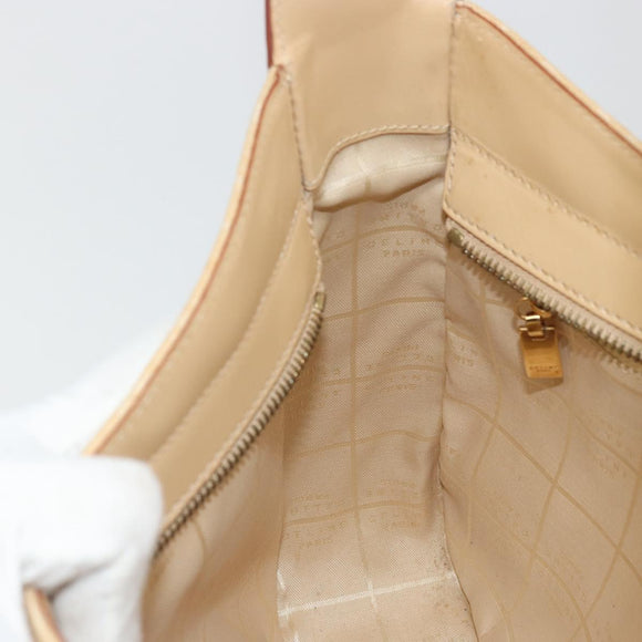 CELINE C Macadam Canvas Shoulder Bag Beige Gold Auth ka3948