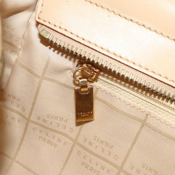CELINE C Macadam Canvas Shoulder Bag Beige Gold Auth ka3948