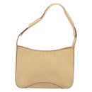 CELINE C Macadam Canvas Shoulder Bag Beige Gold Auth ka3948-2