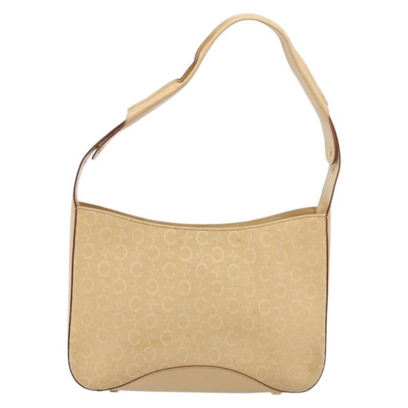 CELINE C Macadam Canvas Shoulder Bag Beige Gold Auth ka3948