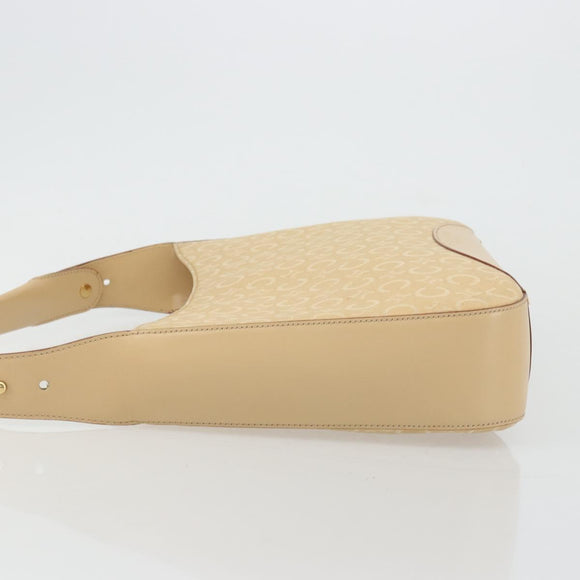 CELINE C Macadam Canvas Shoulder Bag Beige Gold Auth ka3948