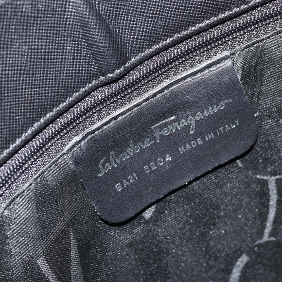 Salvatore Ferragamo Tote Bag Leather Black Silver Auth ka3949