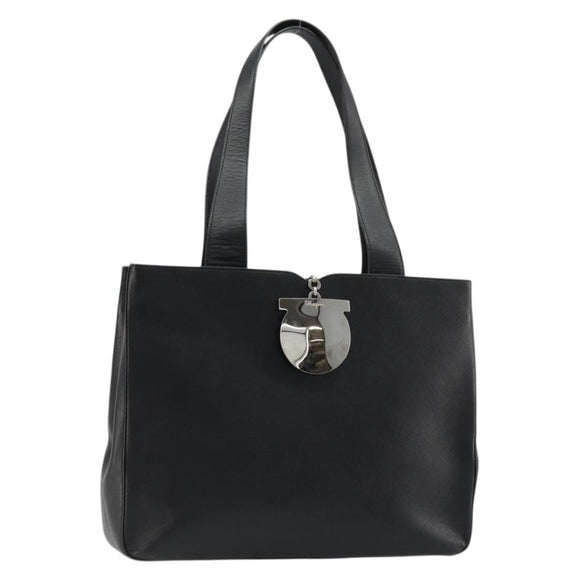 Salvatore Ferragamo Tote Bag Leather Black Silver Auth ka3949