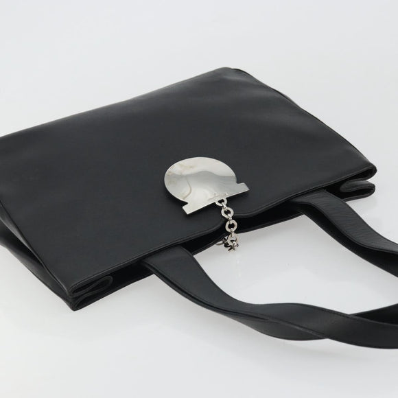 Salvatore Ferragamo Tote Bag Leather Black Silver Auth ka3949