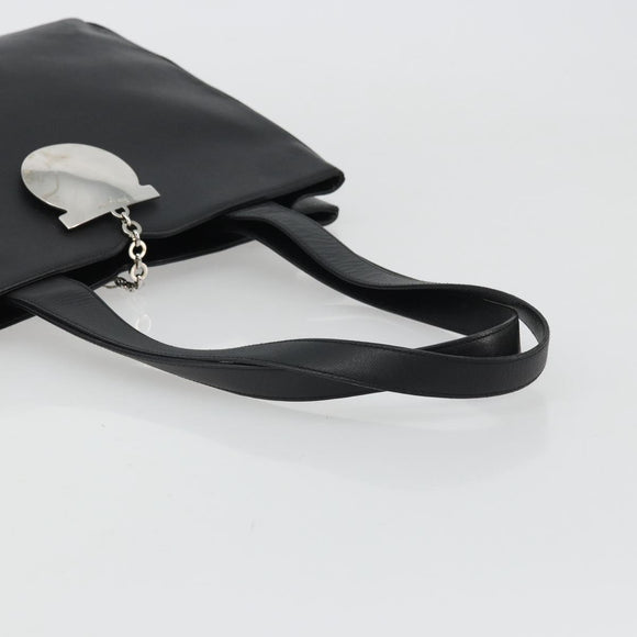 Salvatore Ferragamo Tote Bag Leather Black Silver Auth ka3949