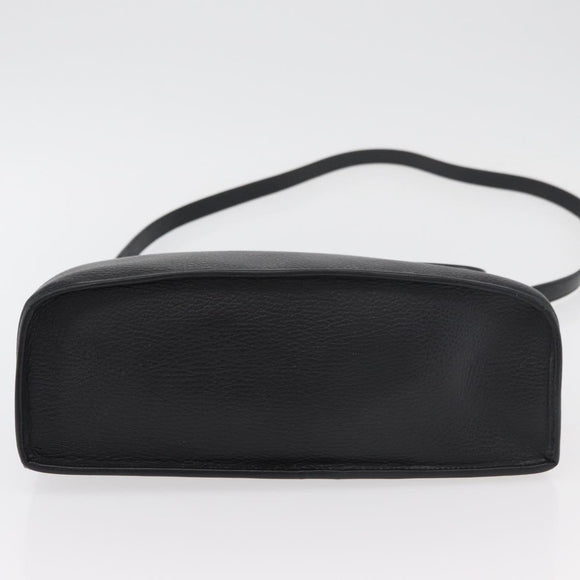 Christian Dior Hand Bag Leather 2way Black Gold Auth ka3950