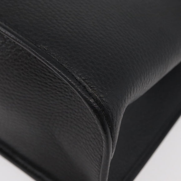 Christian Dior Hand Bag Leather 2way Black Gold Auth ka3950