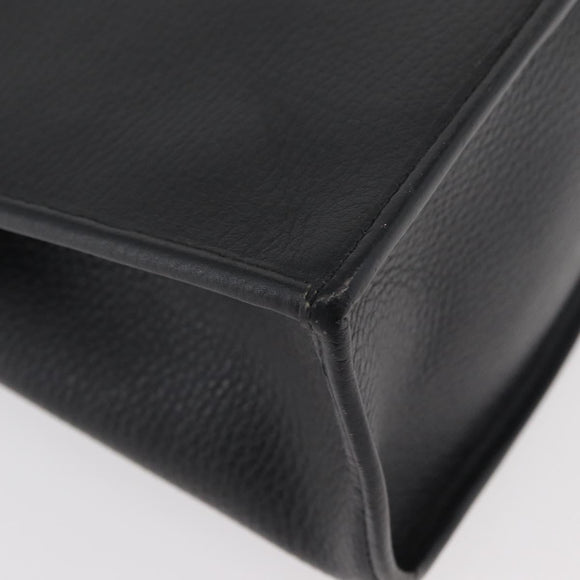Christian Dior Hand Bag Leather 2way Black Gold Auth ka3950