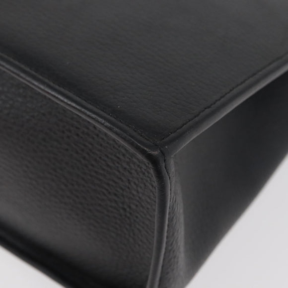 Christian Dior Hand Bag Leather 2way Black Gold Auth ka3950