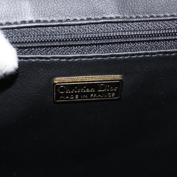Christian Dior Hand Bag Leather 2way Black Gold Auth ka3950