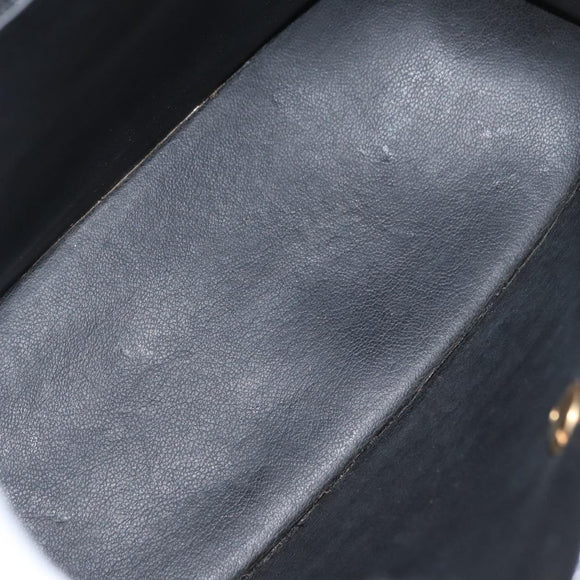 Christian Dior Hand Bag Leather 2way Black Gold Auth ka3950