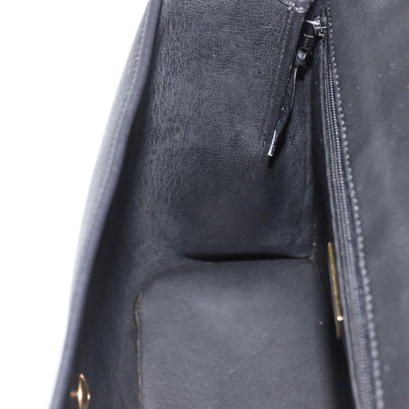 Christian Dior Hand Bag Leather 2way Black Gold Auth ka3950