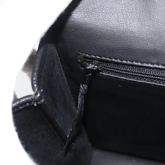 Christian Dior Hand Bag Leather 2way Black Gold Auth ka3950