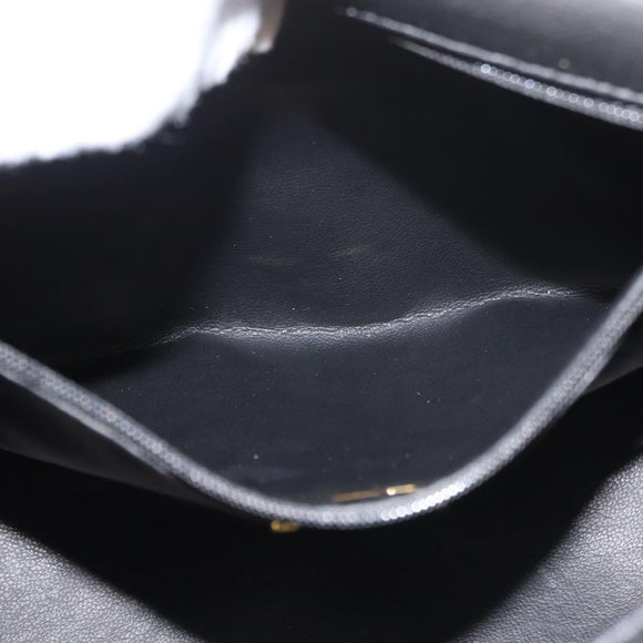 Christian Dior Hand Bag Leather 2way Black Gold Auth ka3950
