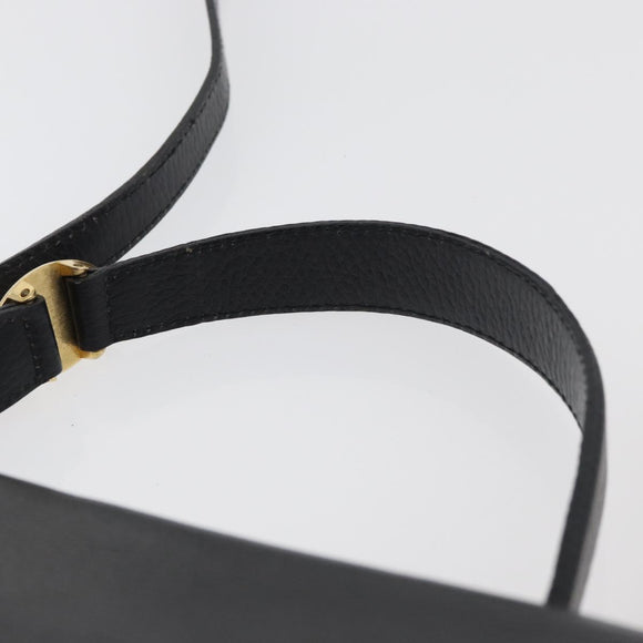 Christian Dior Hand Bag Leather 2way Black Gold Auth ka3950