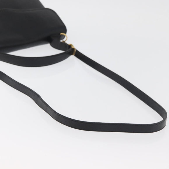 Christian Dior Hand Bag Leather 2way Black Gold Auth ka3950