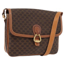 CELINE Macadam Canvas Shoulder Bag PVC Leather Brown Gold Auth ka3953-1