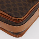 CELINE Macadam Canvas Shoulder Bag PVC Leather Brown Gold Auth ka3953-14