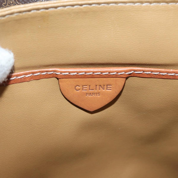 CELINE Macadam Canvas Shoulder Bag PVC Leather Brown Gold Auth ka3953