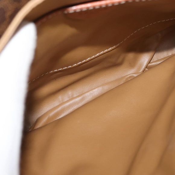 CELINE Macadam Canvas Shoulder Bag PVC Leather Brown Gold Auth ka3953