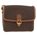 CELINE Macadam Canvas Shoulder Bag PVC Leather Brown Gold Auth ka3953-13