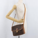 CELINE Macadam Canvas Shoulder Bag PVC Leather Brown Gold Auth ka3953-26