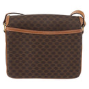 CELINE Macadam Canvas Shoulder Bag PVC Leather Brown Gold Auth ka3953-2