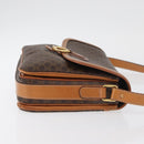 CELINE Macadam Canvas Shoulder Bag PVC Leather Brown Gold Auth ka3953-3