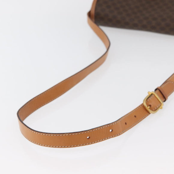 CELINE Macadam Canvas Shoulder Bag PVC Leather Brown Gold Auth ka3953