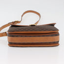 CELINE Macadam Canvas Shoulder Bag PVC Leather Brown Gold Auth ka3953-5