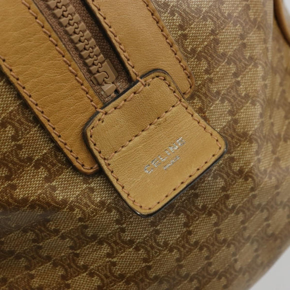 CELINE Macadam Canvas Hand Bag PVC Beige Gold Auth ka3954