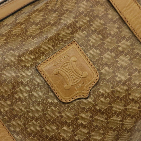 CELINE Macadam Canvas Hand Bag PVC Beige Gold Auth ka3954