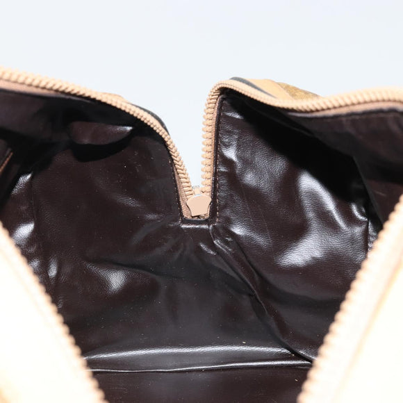 CELINE Macadam Canvas Hand Bag PVC Beige Gold Auth ka3954