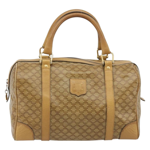CELINE Macadam Canvas Hand Bag PVC Beige Gold Auth ka3954