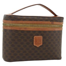 CELINE Macadam Canvas Vanity Hand Bag PVC Brown Gold Auth ka3955-1