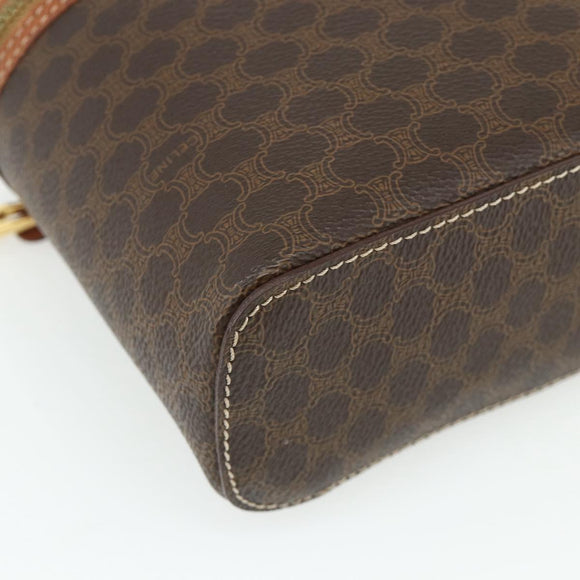CELINE Macadam Canvas Vanity Hand Bag PVC Brown Gold Auth ka3955