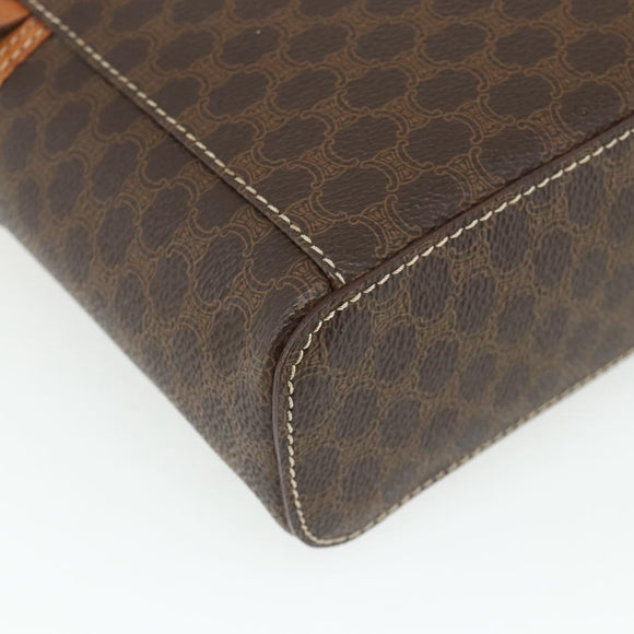 CELINE Macadam Canvas Vanity Hand Bag PVC Brown Gold Auth ka3955